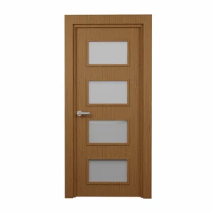 PORTE VITREE 1/1 EN MDF NID ABEILLE 830mm AVEC CADRE EN BOIS LATTE