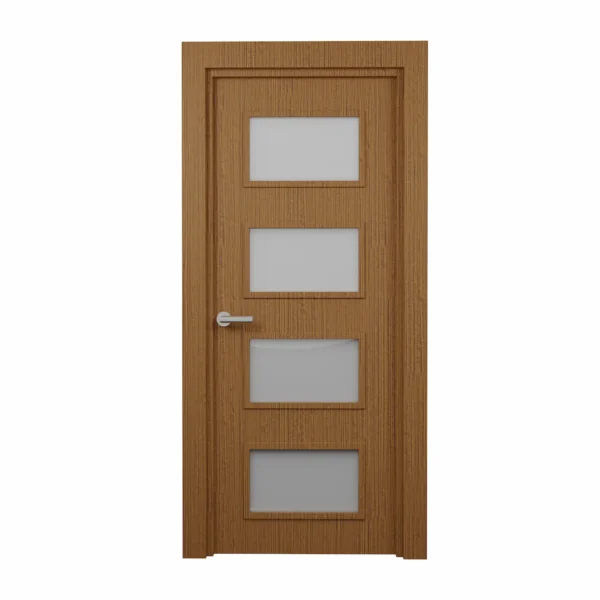 PORTE VITREE 1/1 EN MDF NID ABEILLE 830mm AVEC CADRE EN BOIS LATTE