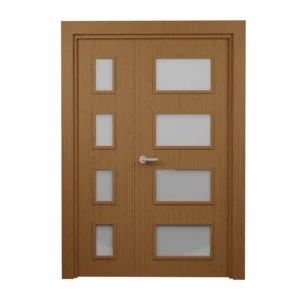 PORTE VITREE 1/1 EN MDF NID ABEILLE 1130mm AVEC CADRE EN BOIS LATTE