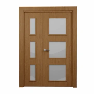 PORTE VITREE 1/1 EN MDF NID ABEILLE 1230mm AVEC CADRE EN BOIS LATTE